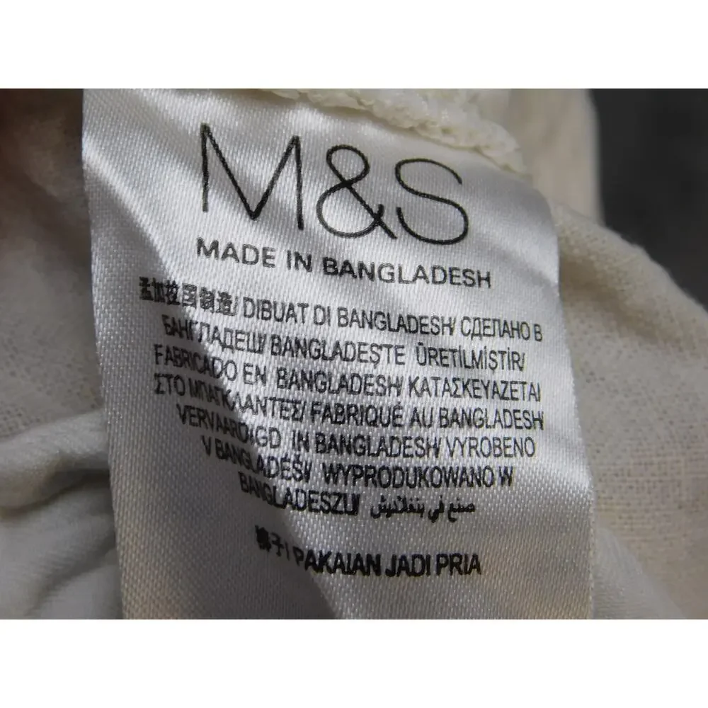 M&S Collection Men's 34x29 Stone Linen Blend Pleated Pants Regular Fit